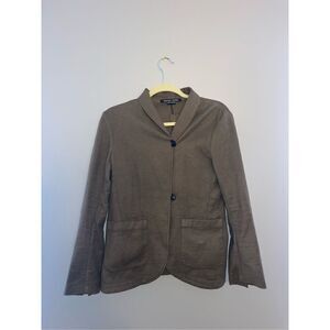 Hannes Roether Women's Brown Blazer Small Cotton Linen